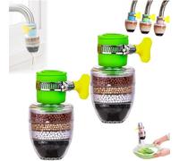 Hailnrothwad Magic Charcoal Water Filter, Magic Charcoal Water Filter, Waters Faucet Filters for Kitchen Sink, 6-Layer Filtration Faucet Purifier for 1/2inch - 3/4inch Faucet (2*Green)