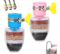 Hailnrothwad Magic Charcoal Water Filter-Water Faucet Filter for Kitchen Sink,Universal Interface Tap Filters,Activated Carbon Waters Filters,6-Layer Filtration,for 1/2-3/4in Faucet (Blue+Pink)