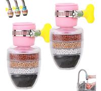 Hailnrothwad Magic Charcoal Water Filter-Water Faucet Filter for Kitchen Sink,Universal Interface Tap Filters,Activated Carbon Waters Filters,6-Layer Filtration,for 1/2-3/4in Faucet (Pink-2PCS)