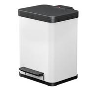 Hailo 0622-200, Öko Duo Plus M, Cubo de Basura con recipientes y Pedal para Abrir, 2 x 9 litros, Metal, Weiss, 36 x 33 x 45 cm