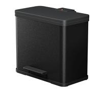 Hailo 0630-200, Öko Duo Plus L, Cubo de Basura con recipientes y Pedal para Abrir, 17+9 litros, Metal, Negro, 47 x 35 x 44 cm
