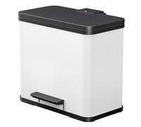 Hailo 0630-200, Öko Duo Plus L, Cubo de Basura con recipientes y Pedal para Abrir, 17+9 litros, Metal, Weiss, 47 x 35 x 44 cm