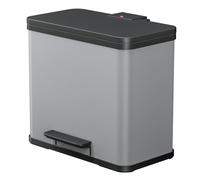 Hailo 0633-200, Öko Trio Plus L, Cubo de Basura con recipientes y Pedal para Abrir, 3 x 9 litros, Metal, Plata, 47 x 35 x 44 cm