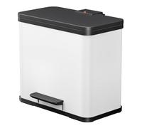 Hailo 0633-200, Öko Trio Plus L, Cubo de Basura con recipientes y Pedal para Abrir, 3 x 9 litros, Metal, Weiss, 47 x 35 x 44 cm