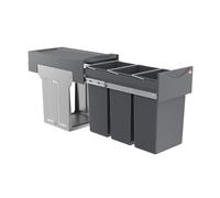 Hailo 3666-13 - Cubo de Basura para la Cocina con 3 compartimientos, Color Negro