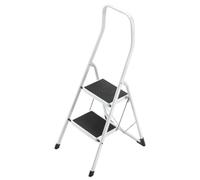 Hailo 4312-001 Taburete de acero con 2 peldaños y estribo de seguridad extra alto de 50 cm, Blanco, un tamaño