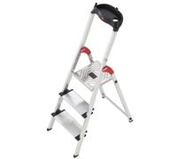Hailo 5_8813-001 - Escalera de Tijera de Aluminio con peldaño Ancho XXL EasyClix (3 peldaños)