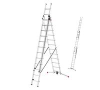 Hailo 9312-507 - Escalera Aluminio combinada 3 tramos con estabilizador Curvo ProfiLOT Combi (3x12 peldaños)