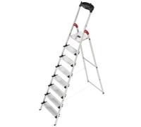 Hailo Aluminio 5_8818-001-Escalera de Tijera Ancho XXL EasyClix (8 peldaños), 150 kg