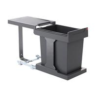 Hailo Cubo de basura 3635001, modelo Solo con extracción manual, cubo interior de 20 litros, para armarios a partir de 300 mm de ancho con puerta giratoria, color antracita