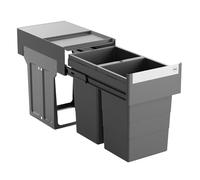 Hailo cubo de basura 3666901 - Cubo de basura empotrable en tándem 2x 13 litros - Sistema de separación de residuos para armarios bajos a partir de 40 cm - Extracción telescópica - Fácil de instalar -