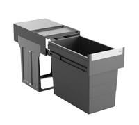 Cubo de basura Hailo 3666911 | Cubo de basura empotrable Single Box 24 litros | para armarios bajos a partir de 30 cm de ancho | extracción telescópica manual | antracita Cubo de basura de cocina Solo