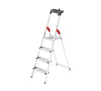 Hailo ProfiLine S150 XXL de aluminio HYMER - Escalera (4 XXL de peldaños, plataforma de bloqueo, soporta hasta 150 kg, bandeja) 8814 - 027