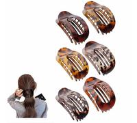 Hailoyearn Hair Clips 4/6PCS, Flat Claw Clips, Casual Versatile Solid Colour Lay Flat Hair Clip, Volume Flat Top Round Clip, Casual Versatile Solid Colour Lay Flat Hair Clip (6PCSB)
