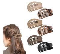 Hailoyearn Hair Clips,Casual And Versatile Solid Color Flat Claw Hairpin for Thick Hair,Large Oval Flat Hair Clips for Women,Non-Slip Comfortable Stylish for Any Occasion (6PCS B)