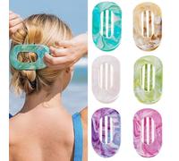 Hailoyearn - Pinzas para El Cabello Suerteyay, Pinzas Planas para El Pelo, Pinzas para El Pelo de Pico de Pato para Mujer, SujecióN Fuerte, Antideslizante, Clip Plano para Uso Diario (6PCS-A)