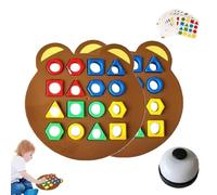 Hailoyearn Shape Matching Game, Geometric Shape Quick Matching Board Game, Hailoyearn Color Sensory Educational Toy, Cute Bear Shaped Checkerboard Game for Family (2pcs)