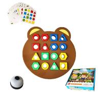 Hailoyearn Shape Matching Game, Shape Matching Game Color Sensory Educational Toy, Cute Bear Shaped Checkerboard Interactive Board for Family (Single Person)