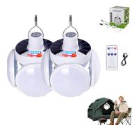 Hailoyearn Solar Light, 2 in 1 Folding Solar Lamp, Versatile Camping Hanging Tent Light with Remote Control and USB Charging, 5 Brightness Modes,Easy To Use (2pcs)