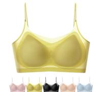 Hailoyearn Ultra-Thin Seamless Ice Silk Comfortable Bra, Powerful Push-up No-Trace Breathable Ice Silk Bras (Yellow,XXL)