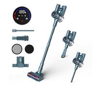 HAIMEEC Aspiradora Sin Cable 6 en 1, Motor de 120,000 RPM, MAX 50Min Filtro HEPA 5 Aspiradora con Pantalla Táctil, Cepillo Antienredos, Modo Antiacaros Aspirador de Mano, Adecuada para Pisos/Pelo