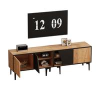 HAINEW Armario de TV bajo con 4 puertas y estantes ajustables, mesa de TV, mueble de TV, mueble de TV, mueble de TV, puerta inclinada semiabierta, color madera, 160 x 36,5 x 45 cm, HNDE25122208