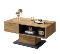 HAINEW HNDE25122206 - Mesa de centro con compartimento abierto y 1 puerta plegable, color madera+gris, 100 x 50 x 46,5 cm