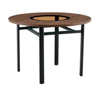 HAINEW Mesa de comedor redonda de cocina con tablero redondo y estante de almacenamiento de vidrio, mesa de comedor, mesa de madera, mesa de comedor de cristal para 4 personas, 100 × 100 × 76 cm