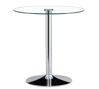 HAINEW Mesa redonda de comedor de cristal, mesa de cocina, mesa de cristal y patas redondas de metal plateadas, para comedor, salón, cocina, 89 × 89 × 92 cm, HNDE2025111203 (89 × 89 × 92 cm)