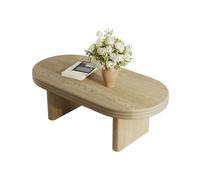HAINEW Moderna mesa de centro ovalada para salón con tablero ovalado y estructura de madera, mesa auxiliar para salón, dormitorio, 120 × 60 × 41,5 cm, HD26020901 (natural)