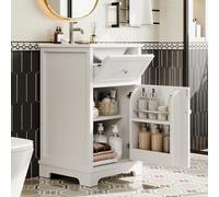 HAINEW Mueble de baño con armario bajo, armario para debajo del lavabo, armario de baño con lavabo, juego de 2 muebles de baño con 2 puertas, 51 x 46 x 87 cm, HD26022717 (blanco)