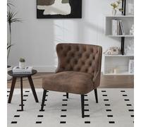 HAINEW Sillón de relax con decoración de remaches y patas de madera maciza, sofá individual con orejas, silla acolchada para salón dormitorio, 61 × 65 × 80 cm, diseño ergonómico (marrón café +