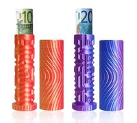 Hainue 2 Pcs Caja Misteriosa de Enigma y Laberinto para Dinero, Impresa en 3D Hucha de rompecabezas,con Compartimento Secreto y Cilindro de Código, Entrenamiento de Concentración (Naranja + Morado)