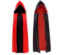 Hainue Capa con Capucha de Halloween para Niños,90cm Vampire Costume Reversible Roja Y Negra,Disfraz de Vampiro para Halloween Carnaval Fiesta de Disfraces Medievales (S)