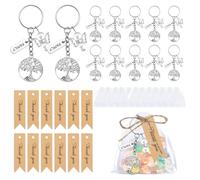 HAIOBIN 12 Piezas Llavero ángel de la Guarda con Colgante Árbol de la Vida + Bolsa de Organza + Etiquetas Kraft de Ángel para Bodas Bautizos Partido Navidad Regalos