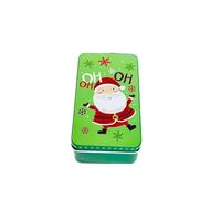 Haione Caja de lata pequeña de Navidad con tapas para mujer, rectangular, bolsillo de hierro, cajas de té, contenedores de almacenamiento portátiles para caramelos, monedas, llaves, cuentas, tapones