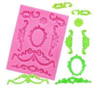 Haione Molde de Silicona con Borde esculpido Barroco Vintage para Fondant,Molde de Relieve para Pasteles,Herramientas de repostería para Manualidades,Galletas,Velas,jabones y Dulces(#2)