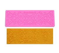 Haione Molde de Silicona esculpido Estilo Barroco Vintage para Fondant,con Borde de pergaminos y Relieve de Encaje,Ideal para Decorar Pasteles,Galletas,Velas,jabones y Dulces(#2)