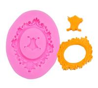 Haione Molde de Silicona Ovalado con Relieve para Fondant,Marco de Fotos esculpido de Estilo Barroco Vintage,Herramientas para Hornear Galletas,Velas,jabones y Dulces(#2)