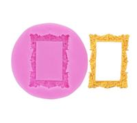 Haione Molde de Silicona Rectangular con Relieve para Fondant,Marco de Fotos esculpido de Estilo Barroco Vintage,Herramientas para Hornear Galletas,Velas,jabones y Dulces(#2)