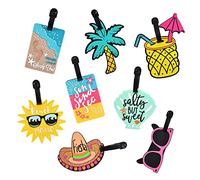 HAIOPS Etiquetas de equipaje únicas y lindas para mujeres y hombres, etiquetas de equipaje de viaje, etiquetas de equipaje de playa de verano, etiqueta de identificación con bucle, 8 piezas