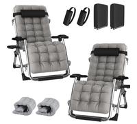 haiorjun 2 tumbonas plegables para jardín, 200 kg, con cojín, almohada y cubierta, extra ancho de 72 cm, para patio, jardín, balcón, terraza, playa, piscina