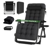 HAIORJUN Tumbona Plegable Gravedad Cero Ancha 77 cm Tumbona Jardin Exterior con Almohada Cervical Desmontable, Cojín y Funda Tumbona, Ideal para Terraza, Jardín, Playa