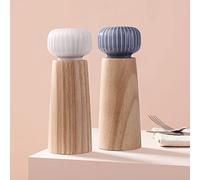 HAIPUSEN Molinillo de Sal y Pimienta de Madera y Cerámica - Pimentero Molino de Especias con Amoladora Ajustable, 17,5cm
