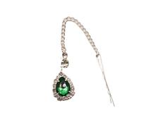 Hair Accessories Women Girl Rhinestone Forehead Headband Trend Head Chain Eyebrow Drop para ocasiones especiales y festivales(Green silver)
