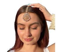 Hair Accessories Women Girl Rhinestone Forehead Headband Trend Head Chain Eyebrow Drop para ocasiones especiales y festivales(Gold 2)