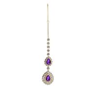 Hair Accessories Women Girl Rhinestone Forehead Headband Trend Head Chain Eyebrow Drop para ocasiones especiales y festivales(Purple gold)