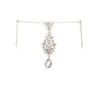 Hair Accessories Women Girl Rhinestone Forehead Headband Trend Head Chain Eyebrow Drop para ocasiones especiales y festivales(Gold 4)