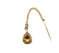 Hair Accessories Women Girl Rhinestone Forehead Headband Trend Head Chain Eyebrow Drop para ocasiones especiales y festivales(Yellow gold 1)