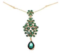 Hair Accessories Women Girl Rhinestone Forehead Headband Trend Head Chain Eyebrow Drop para ocasiones especiales y festivales(Green)